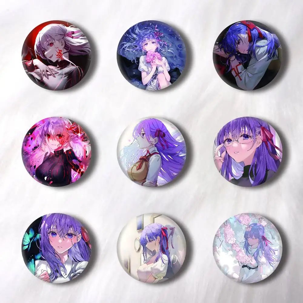 S-Sakura Anime M-Matou Creative Round Button Badges Cute Pin Brooch for Backpack Clothes Lapel Jewelry Accessories Friends Gift
