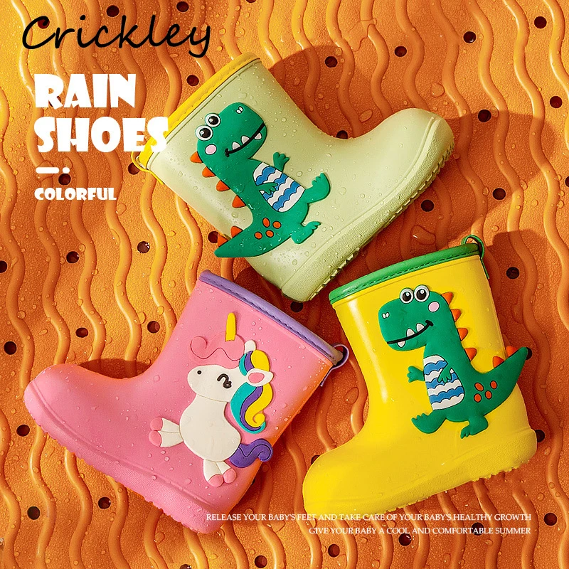 Cartoon Cute Dinosaur Unicorn Children Rain Shoes for Boys Girls Waterproof EVA Rubber Non Slip Toddler Kids Rain Boots