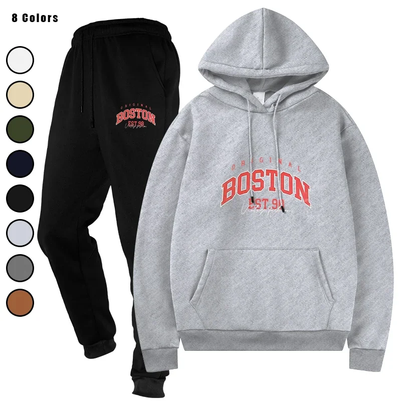 

Men's Casual Male Streetwear Two - Piece Tracksuit Sportswear Set Top and Pants Sweat Suit Sporting Suits