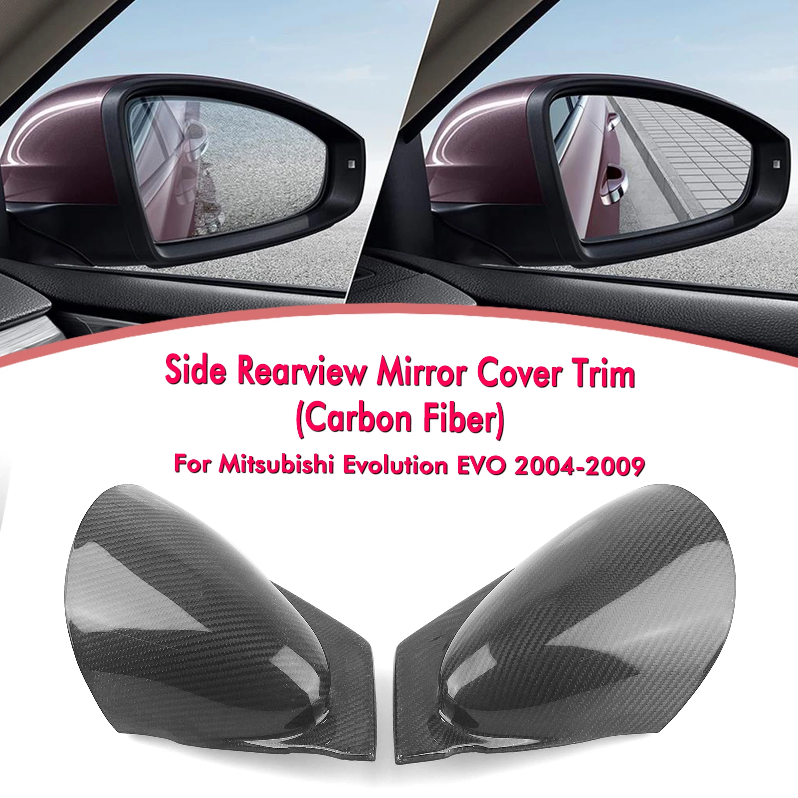 Car Rear View Side Mirror Cover Reverse Shell For Mitsubishi Evolution EVO 2004 2005 2006 2007 2008 2009