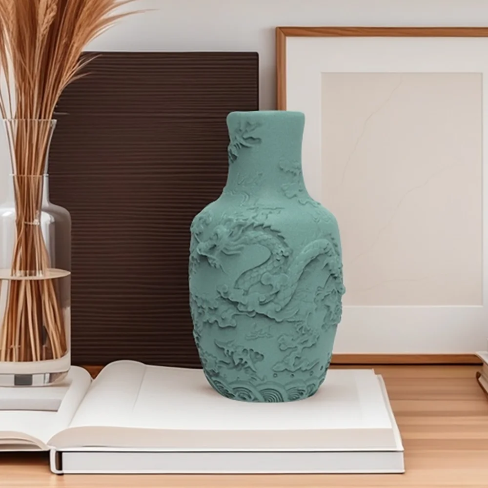 

Silicone Mold For Chinese Style Dragon Pattern Cement Vase，Green Sandstone Mold for DIY Garden Decor and Artistic Craft mould