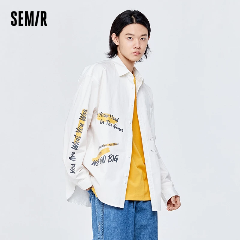 Semir Long-Sleeved Shirt Men Autumn 2022 New Oversize Korean Shirt Trend Graffiti Cool Cover Street Style