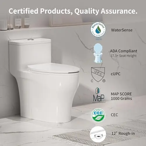 Elongated One Piece Toilet with Comfort Chair Seat ADA Height 17.33