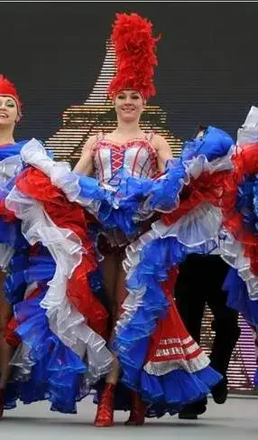 ฝรั่งเศสสามารถเต้นรําเครื่องแต่งกายผู้หญิงชุดเปิด Dancer Stage รวมหมวกสีแดงชุดเทศกาล