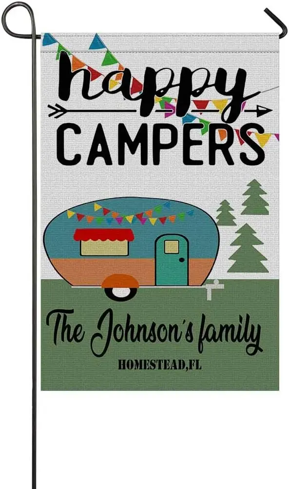 Personalized Camper Garden Flags with Name for Outdoor Custom Camping Yard House Banner Home Lawn Decoration 12