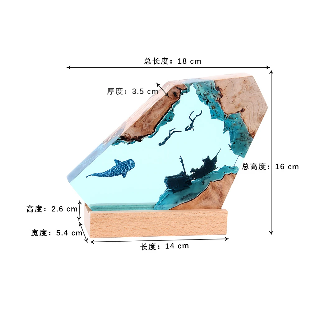 Imagem -05 - Mar de Exploração Organismo Resina Mesa Luz Arte Criativa Decoração Lâmpada Mergulho Afundado Navio Tema Luz Noturna Usb Charge