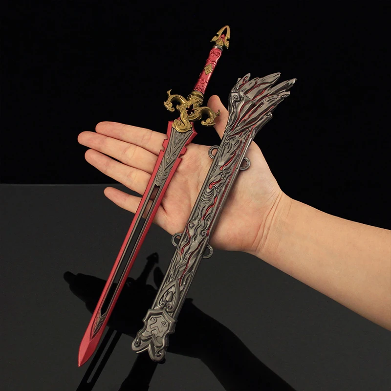 30 cm Naraka: Bladepoint-Waffe, roter Himmel, Schwertspiel, Metallmodellsammlung, Schreibtischdekoration, Display, Weihnachtsgeschenke, Spielzeug für Kinder