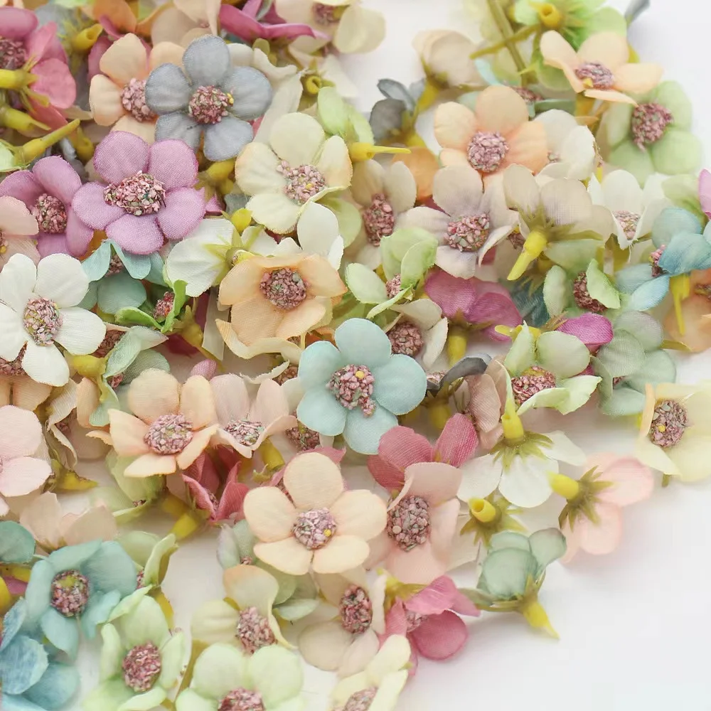 100PCS 2cm Mini Künstliche Blumen Gefälschte Blumenköpfe Handwerk Gänseblümchen Seidenblume für Krone Schrott Hochzeit DIY Girlande Kopfschmuck Dekor – Detail 10