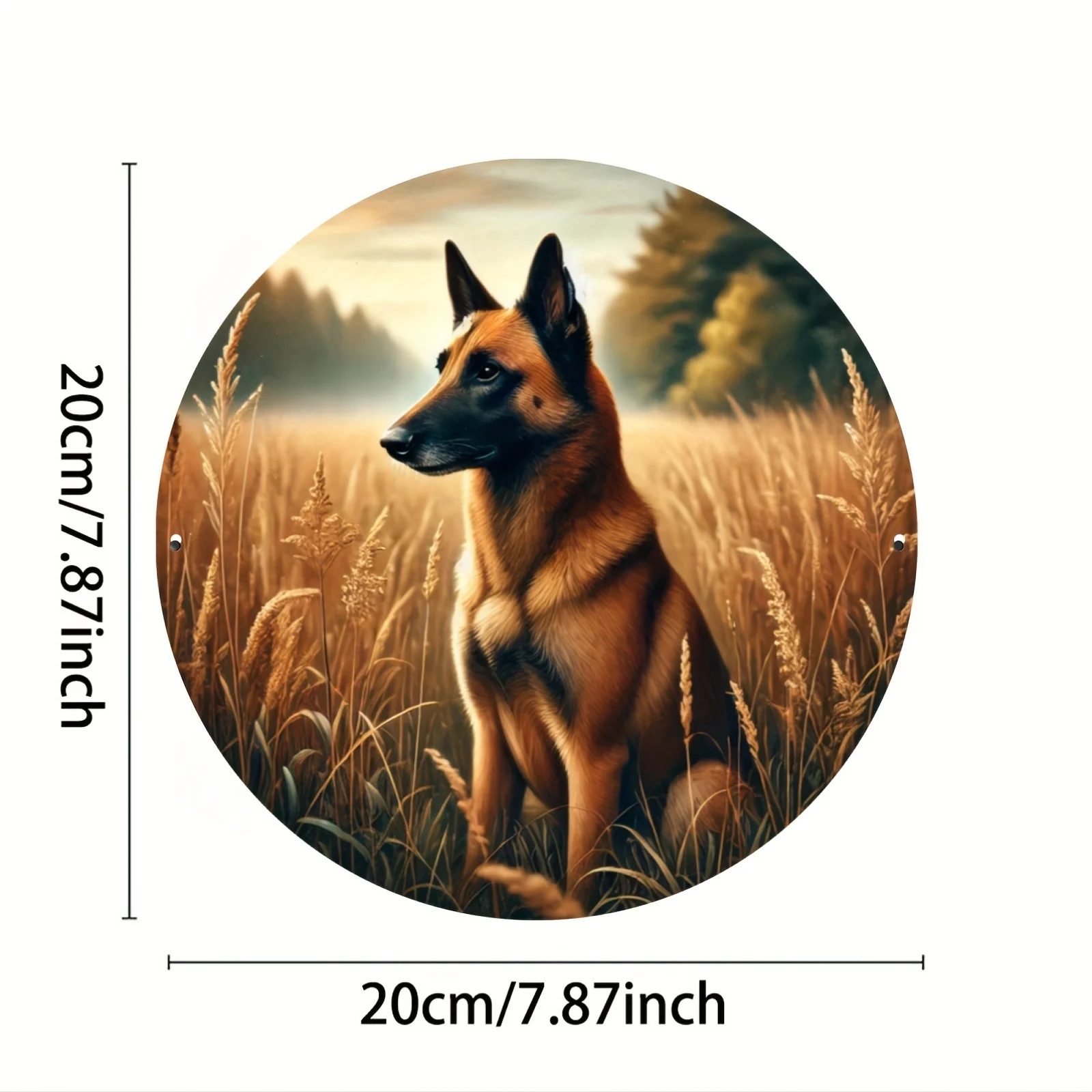 1pc Belgian Malinois Dog Vintage Round Aluminum Sign, 8x8 inches, Retro Wall Art, Multipurpose Home, Bar, Cafe, Garage, Farmhous