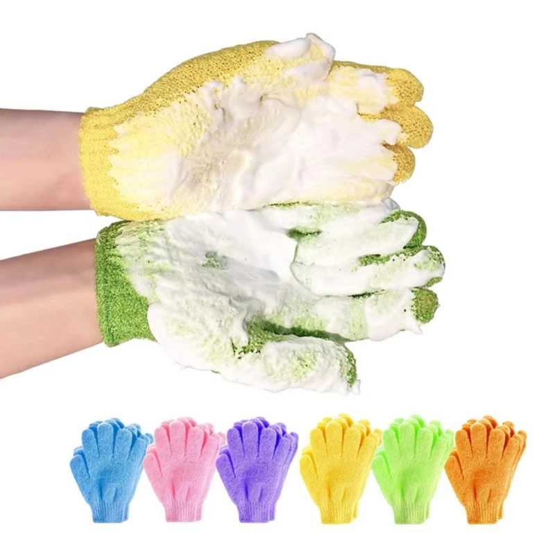1/2/3pairs Five Fingers Bath Gloves Peeling Exfoliating Household Shower Towel Scrub Body Wash Elastic Wipe Body Cleaning Tools