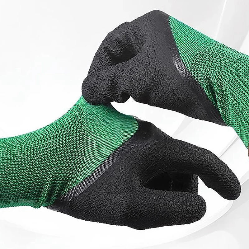 1Pair Working Gloves Rubber Coated Anti-Slip Waterproof Wear-Resistant Garden Gloves For Garden Repairing Builder