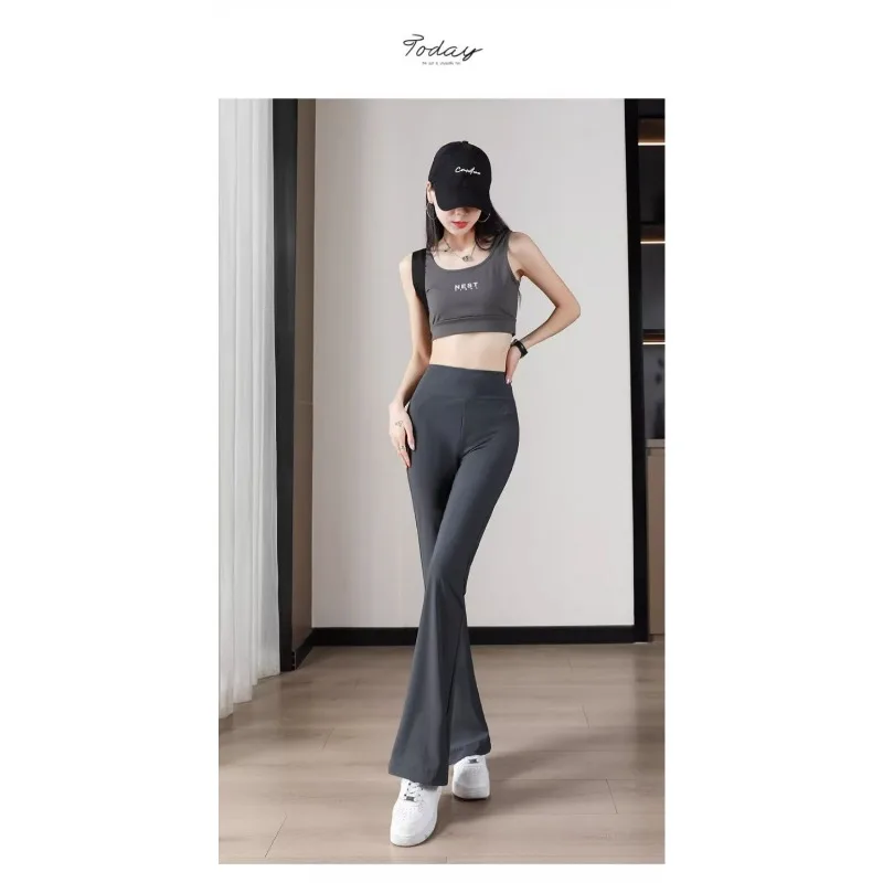 Women High Waist Flare Yoga Shark Pants Autumn Winter Fleece Lined Hip Lifting Casual Pants For Petite Figure