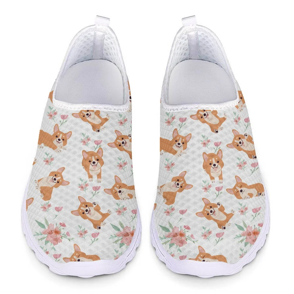 Mocassins de marche floraux pour femmes, chaussures plates légères, chaussures décontractées pour femmes, Corgi de loisirs, été, personnalisé