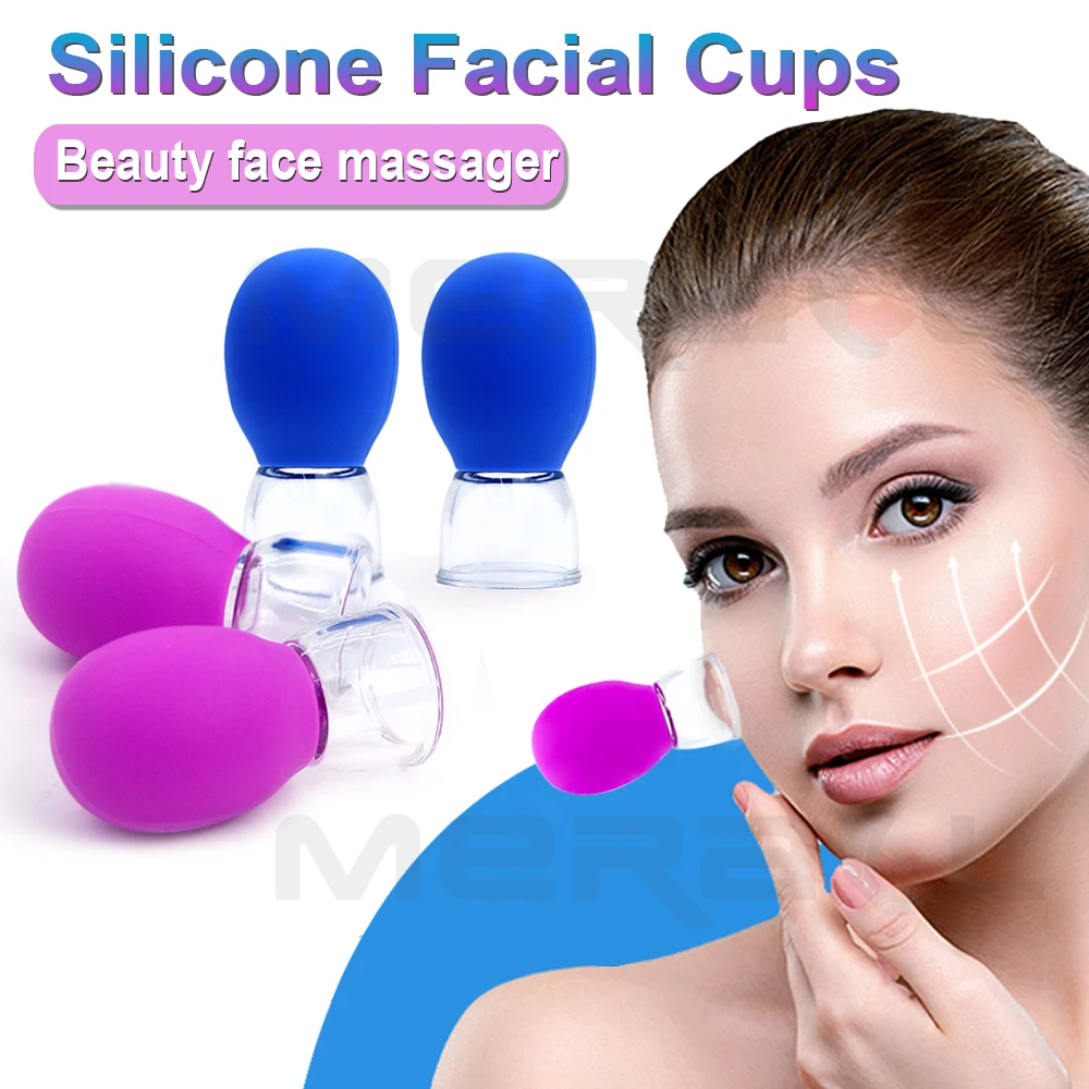 1/2Pc Silicone Vacuum Cupping Massage Facial Cans Suction Cups Anti Cellulite Cans Facial Lifting Face Beauty Therapy Cupping