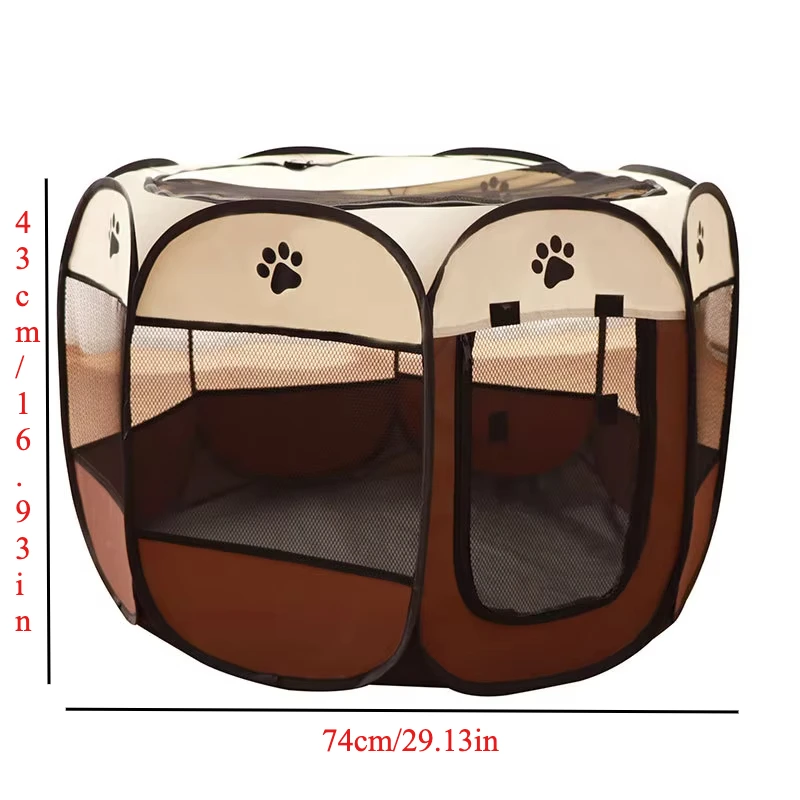 

Foldable Pet Tent Durable Grip Cat House Oxford Cloth Octagonal Pet Fence Portable Outdoor Small Dog Cages Cat Fences Dog Kennel