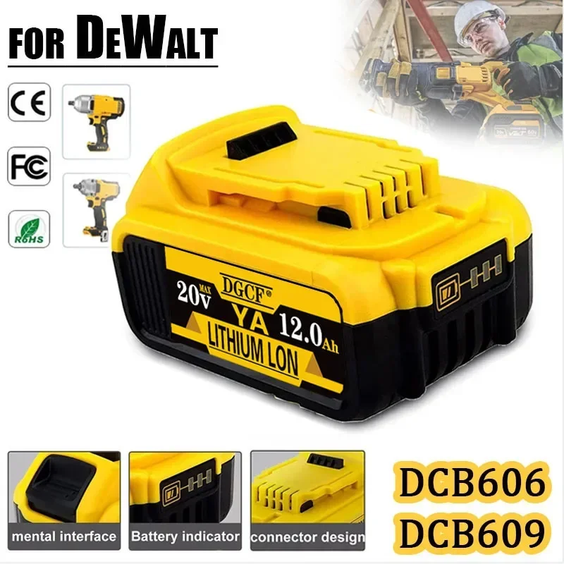 DCB200 20V Battery Compatible with for dewalt power Tools 20V 12Ah rechargeable electric tool Lithium batteries 20V 12Ah