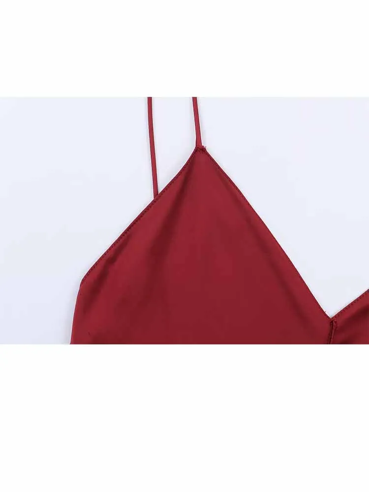 Sukienka damska letnia z dekoltem w serek, plisowanymi detalami, bez rękawów, seksowna, z odkrytymi plecami, długa sukienka na ramiączkach, damska, codzienna, na bankiet.