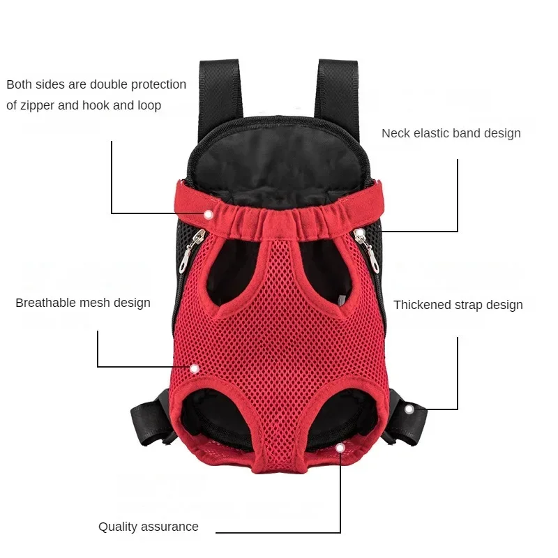 1×Haustier-Tragetasche Rucksack für Hunde und Katzen, Frontträger mit Beinauslass-Design, atmungsaktives Netzgewebe, verstellbare, freihändige Tasche für kleine Hunde und Katzen auf Reisen – Detail 2