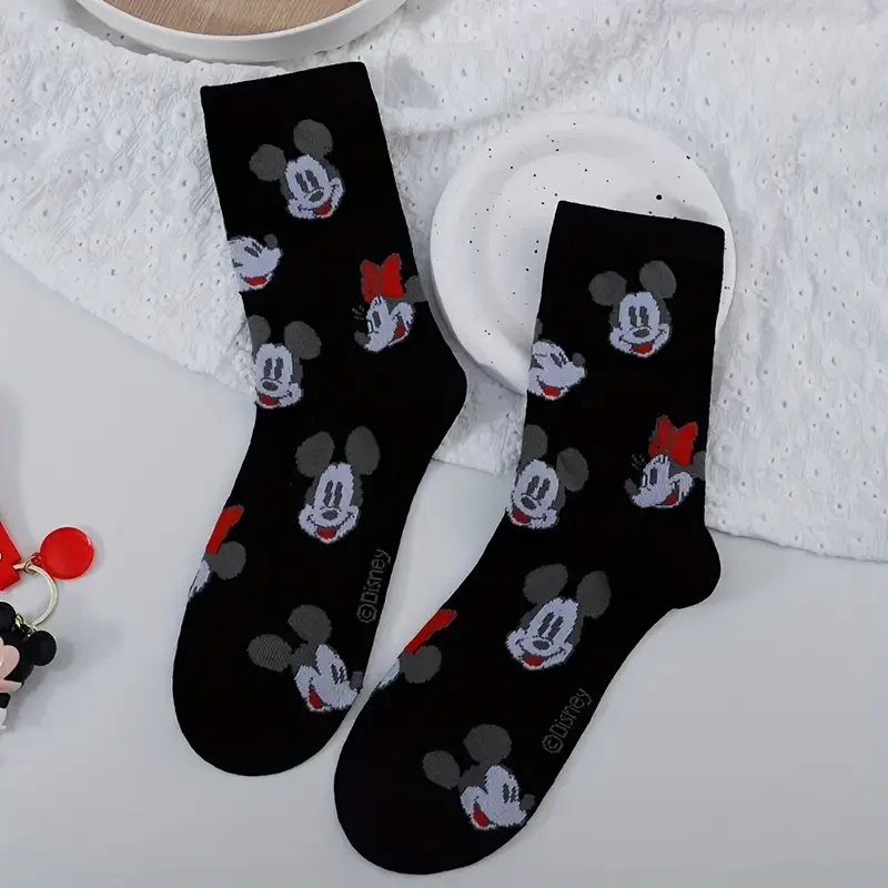 3 أزواج من الجوارب النسائية الطويلة المطبوعة بالرسوم المتحركة اليابانية الجديدة النسخة الكورية، جوارب لطيفة ومريحة وقابلة للتنفس وغير رسمية