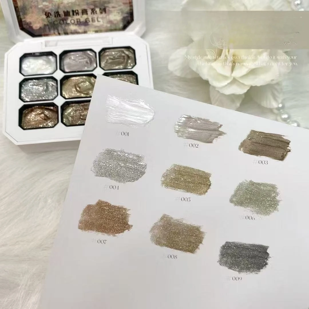 

9Colors Mud Aurora Chrome Nail Fairy Powder Iridescent Nail Glitter Sparkly Holographic Flakes Glitter Dust Gel Polish Supplies