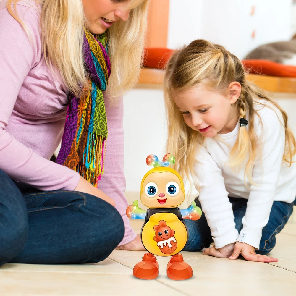 الكهربائية الرقص النحل ضوء وامض هز الجسم لعبة لطيف الموسيقية الكرتون الحيوان لعبة تعليمية للبنين بنات الأطفال هدية