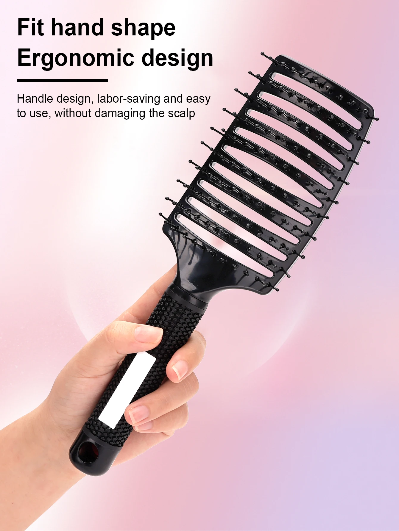 Friseur-Haarkamm, verhedderungsfrei, glättender Kamm für lockiges, dickes Haar, haariger Kamm mit großer Biegung, Anti-Frizz-Geschenke für Frauen und Männer