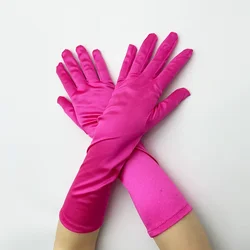 Women's Gloves Mid Length Gloves Winter Adult Sunscreen Gloves Fashion Stretch Satin Long Spandex Etiquette Gloves A592