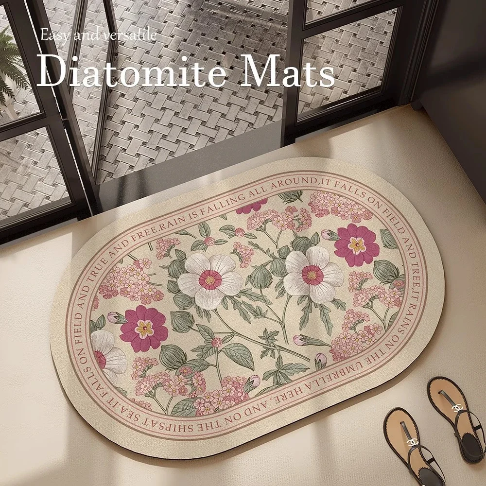 

Bathroom Flower Printed Floor Mat Entrance Door Floor Rug Room Rugs Kitchen Decoration Anti-fall Non-slip Doorway Foot Mats 카펫