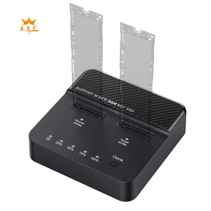 A08E-NVME M.2 SSD Docking Station Dual-Bay Solid State Drive Duplicator Read-Write Offline Copying Cloner Duplicator