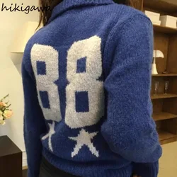 Letter Cardigan Jackets 2024 Winter Clothing Korean Sueter Mujer Fashion Korean Pull Femme Casual Knitted Zipper Sweater Tops