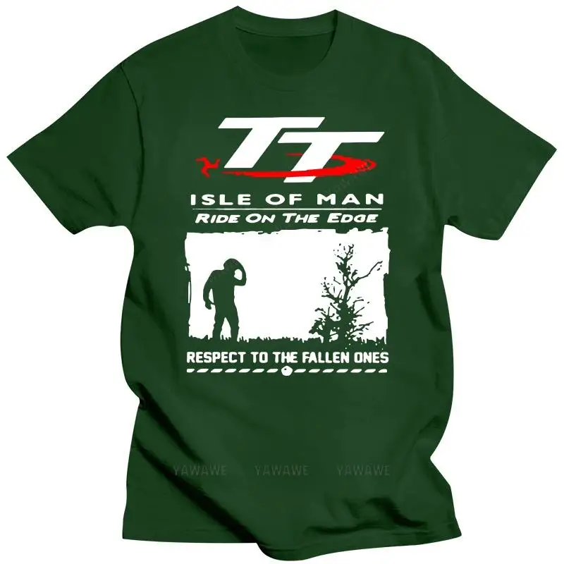 Isle Of Man Tt (Tourist Trophy) White T-Shirt Carbon Black Mens Round Neck Short Sleeve Shirt Loose Print Coton Tee Shirt