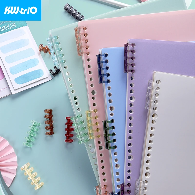 KW-trio 10Pcs/Set 5 Hole Binder Clip 5 Hole Spiral Circles Rings Loose-leaf Notebook Binder Coil Scrapbook Clips DIY Craft Album