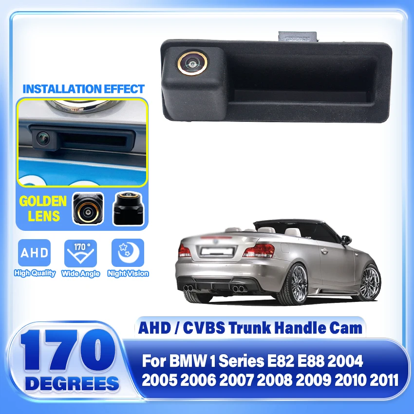 AHD 1080P Rear View Trunk Handle Golden Camera For BMW 1 Series E82 E88 2004 2005 2006 2007 2008 2009 2010 2011 Car Monitor