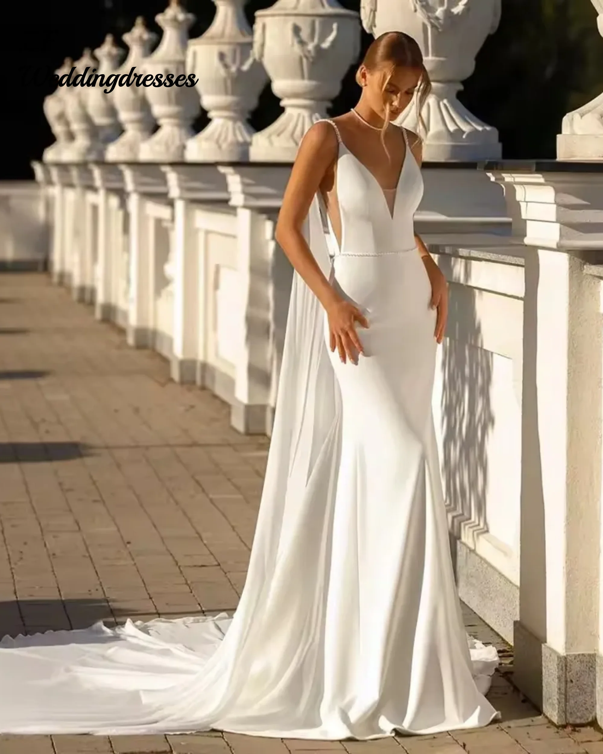 

Элегантные свадебные платья русалки по индивидуальному заказу, женское свадебное платье с открытой спиной на бретельках и бусинами, Vestidos De Noiva