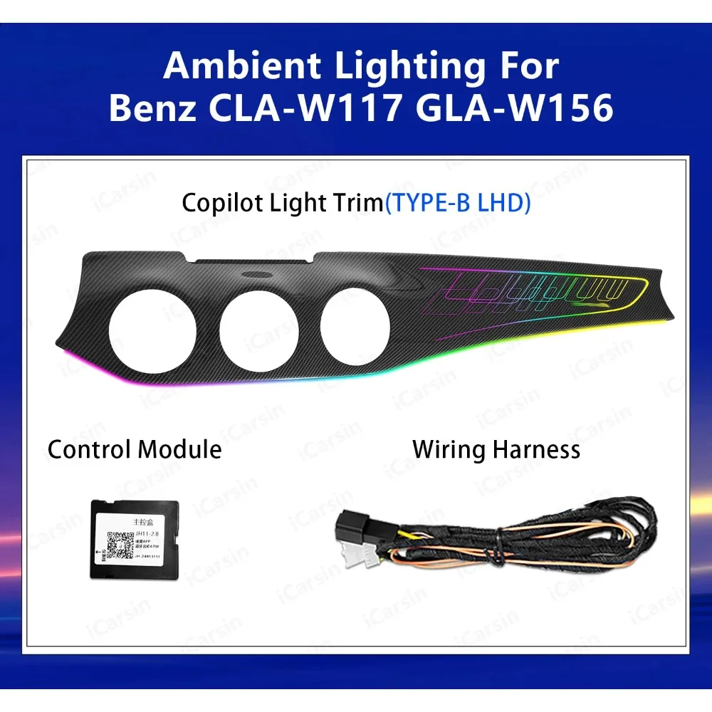 Upgrade 64 Colors W117 Interior Ambient Lighting for Mercedes-Benz CLA W117 2013-2018 CLA200 CLA220 CLA45 LED Light