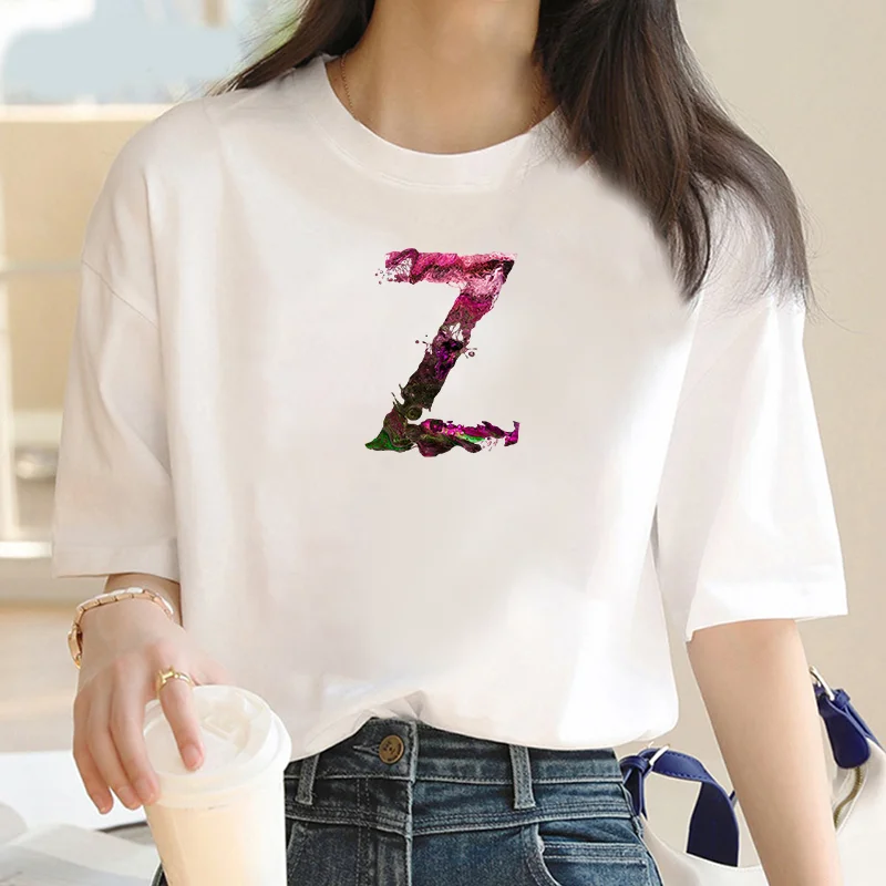 2024Women top crew neck T-shirt Fashion women letter Z print casual Harajuku T-shirt Women T-shirt aesthetic clothing