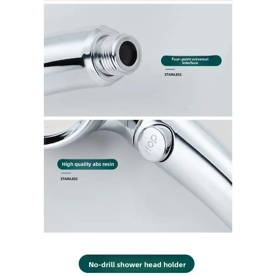 Adjustable handheld shower head with 3 spray modes and on/off pause function for water-saving shower nozzles image 4