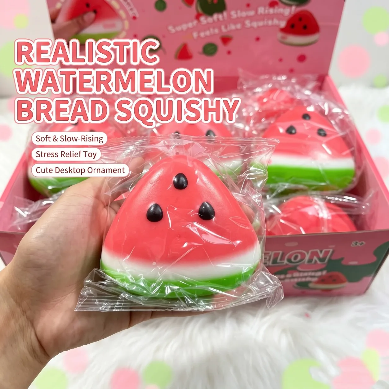 1pc or 12pcs Pink and Green Watermelon Squeeze Toy, Soft Fidget for Kids' Parties, Classroom Rewards, Holiday Gifts and Playtime