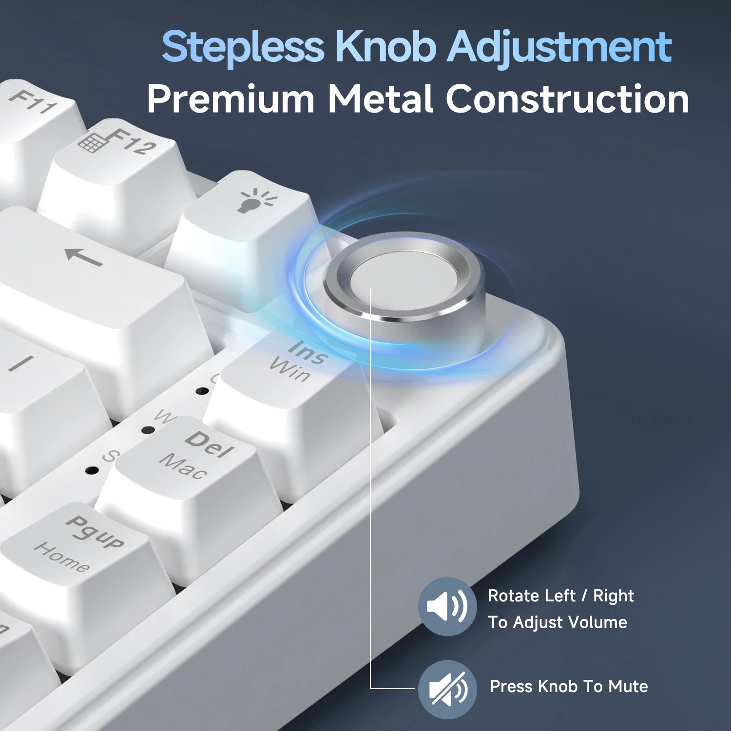 Ajazz NK82 wired gaming mechanical keyboard 1K Hz return rate mixed light/RGB light effect multifunctional metal knob 82 key off - view 5