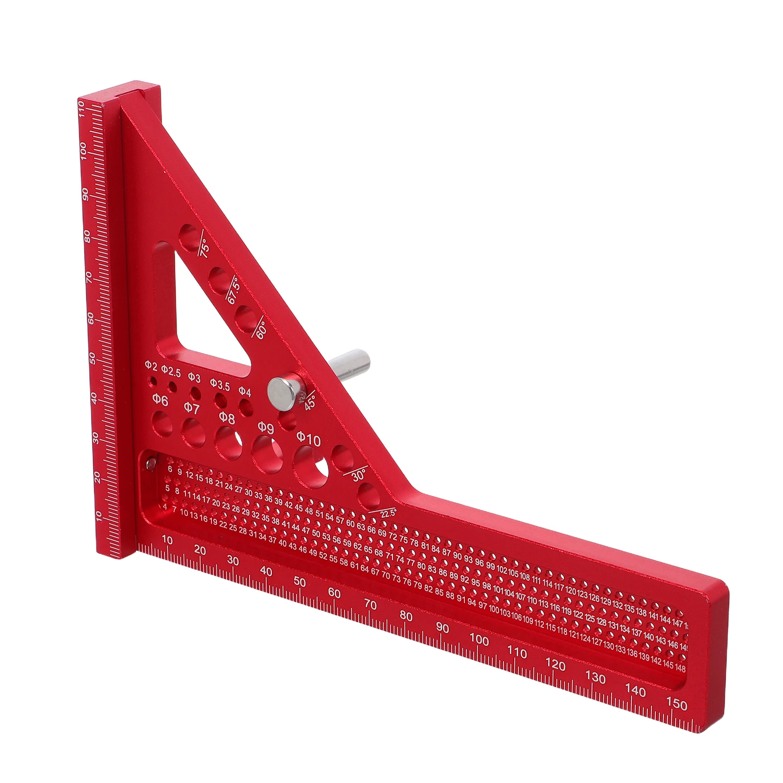 

3D Multi-Angle Measuring Square Ruler High Precision Aluminum Alloy Woodworking Tool 0-90 Degree Hole Scribing Function Durable