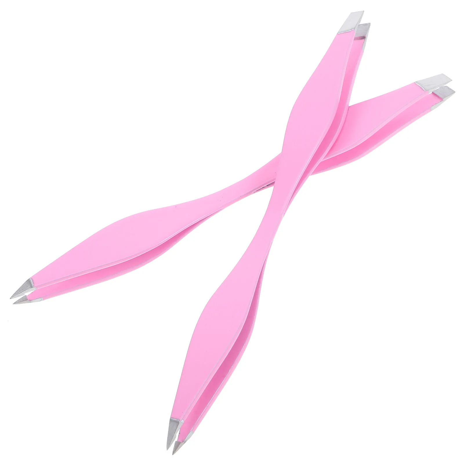 2Pcs Rose Red Stainless Steel Double Head Eyebrow Tweezers Precision Slanted Pointed Tips for Eyebrow Shaping Facial Hair