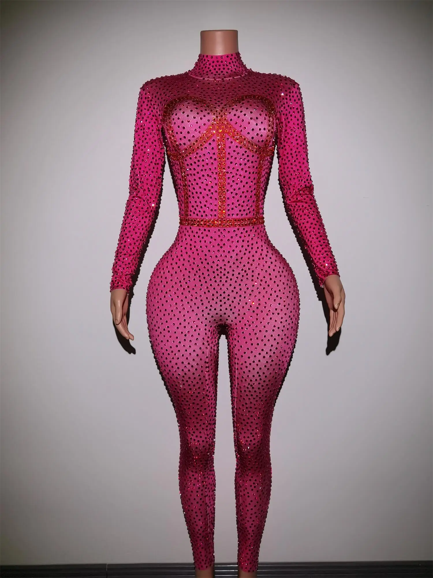 

Trending Products 2023 New Glitter Rose Red Sequined Jumpsuit Women Formal Occasion Party Prom Rhinestone Bodysuit Fenyekong