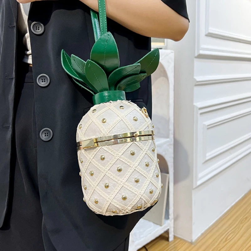 حقيبة كروس متعددة الاستخدامات على الموضة الكورية الجديدة لعام 2025 حقيبة كتف نسائية على شكل أناناس