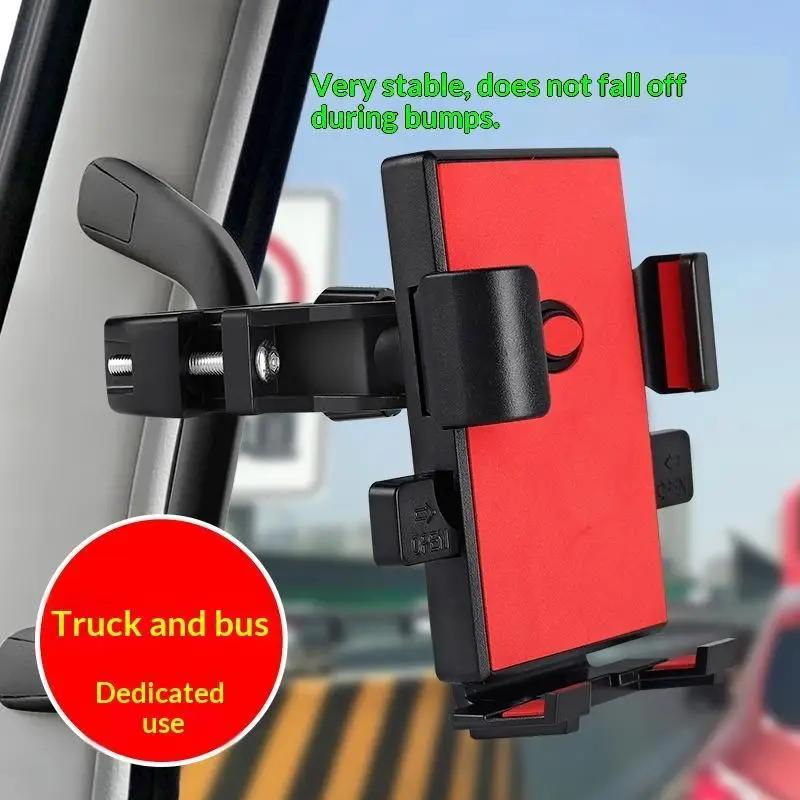 New Durable Truck Bus Phone Mount With Stable Anti Shake Grip 360 Rotation Perfect For  Road Trips