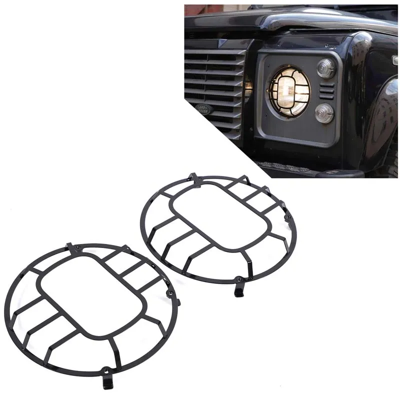 

For Land Rover Defender 90 110 130 2004-2018 Automotive Headlight Protective Cover Carbon Steel Car Modification Accessories