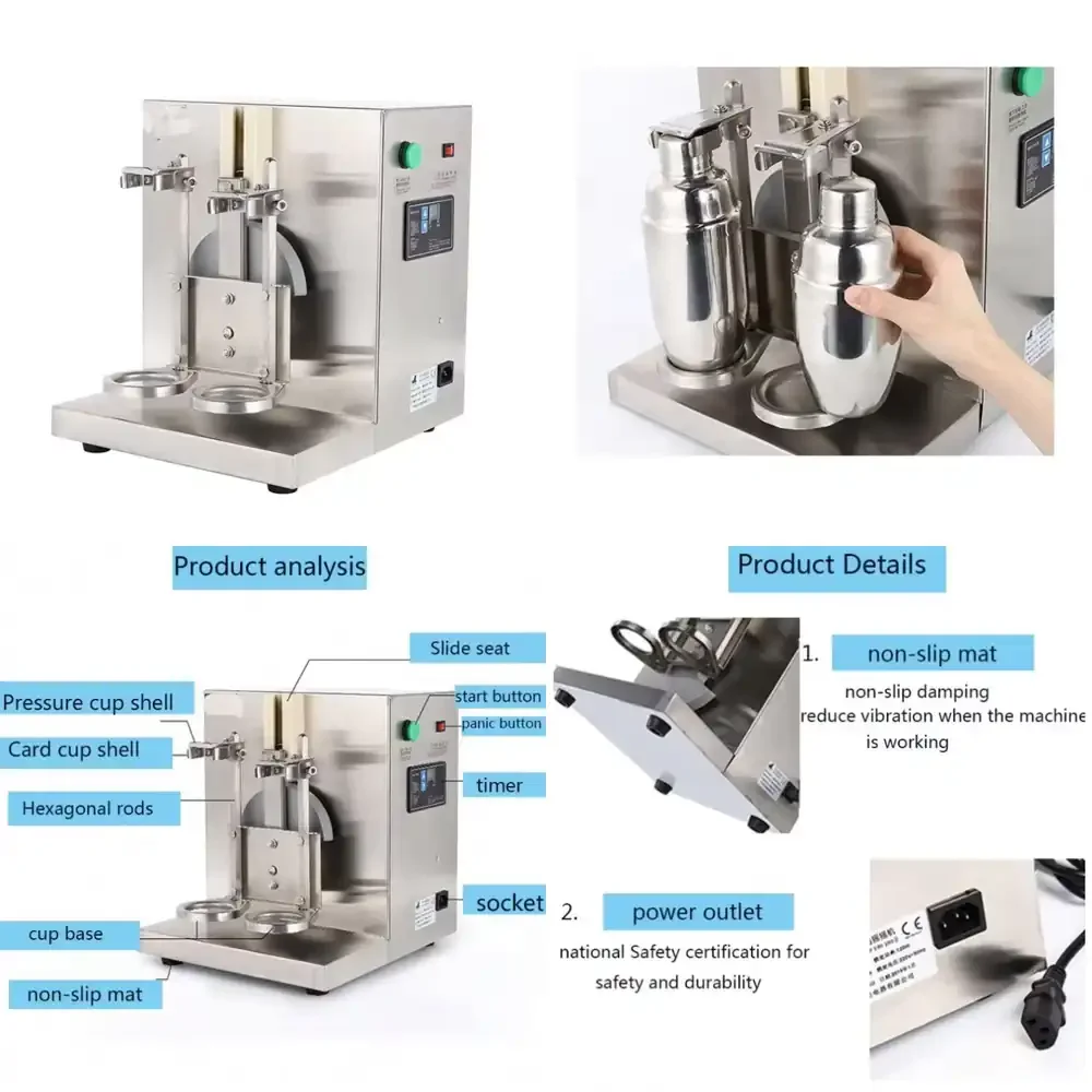 Máquina Comercial para Hacer Burbujas de Tapioca, de Alta Calidad, con Doble Vaso, para Preparar Bebidas con Leche y Boba