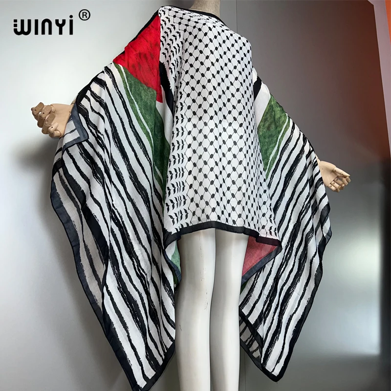 WINYI print abaya muslim summer fashion Party dress Beachwear Africa Lady kaftan holiday Female Beach Cover Up Robe