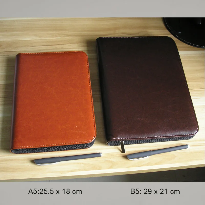 A5 B5 Faux leather notebook composition book calendar journal agenda organizer planner zipper padfolio folder ring binder 1238