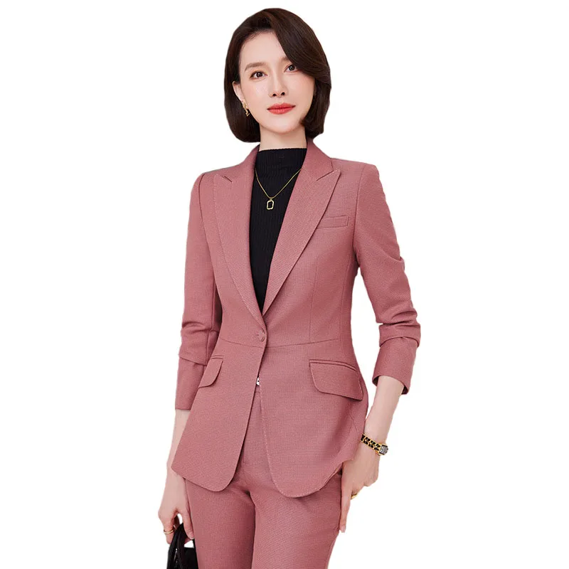 אופנה נשים חדשות הבציר pantpantsuit אלגנטי בלזר מעיל בלזר מכנסיים תלבושות נשים ראיון שתי חתיכות סט