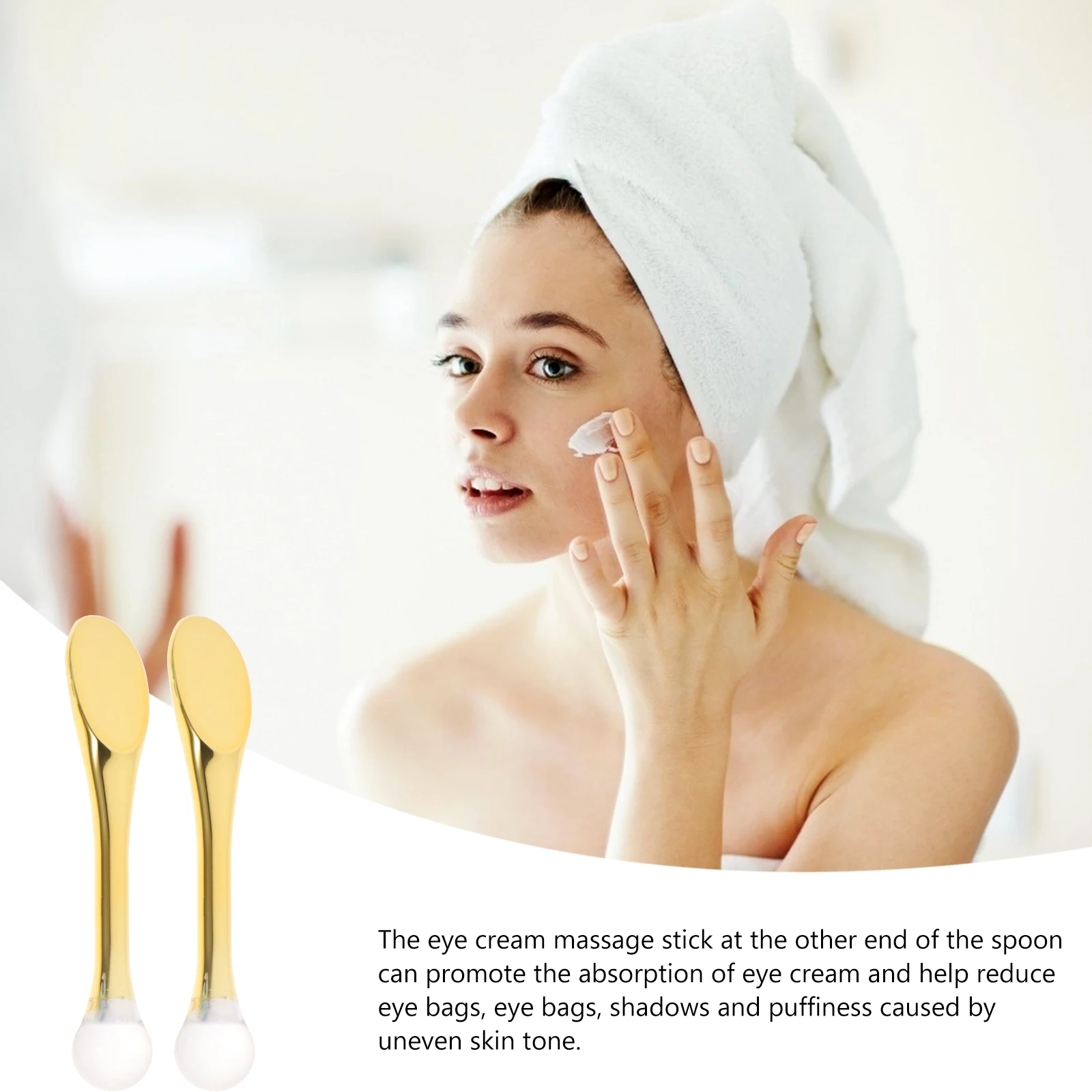 

6pcs Face Cream Scoop Golden Plated Salon Spoon Eye Massager PMMA Crystal Tool Lightweight Practical Durability Easy